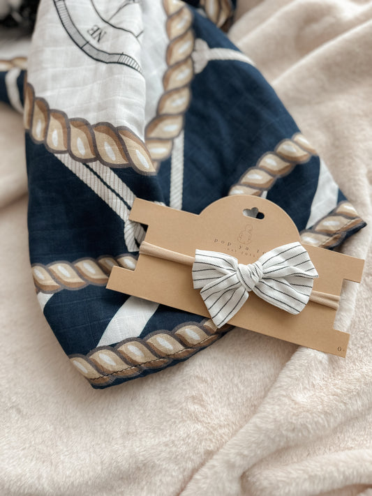 Baby Bow Headband - Pinstripe