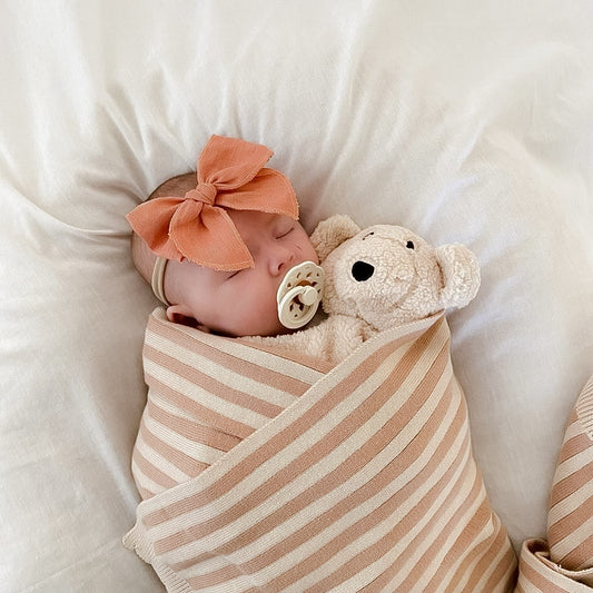 Linen Bow Headband - Coral