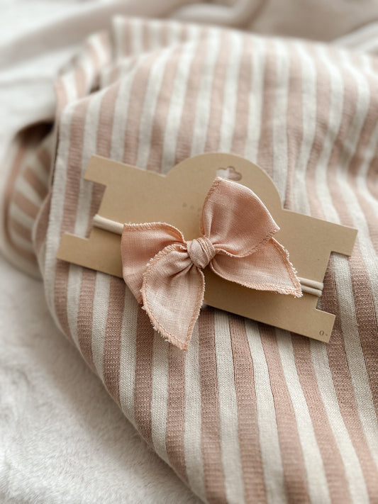 Linen Bow Headband - Blush