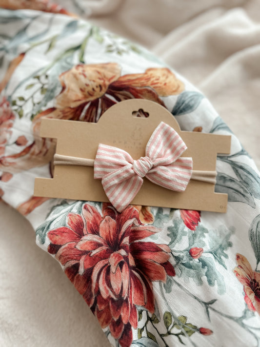 Baby Bow Headband - Pink Stripe