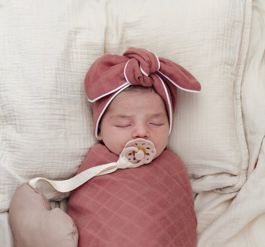 Rose Pink Piped Topknot headband